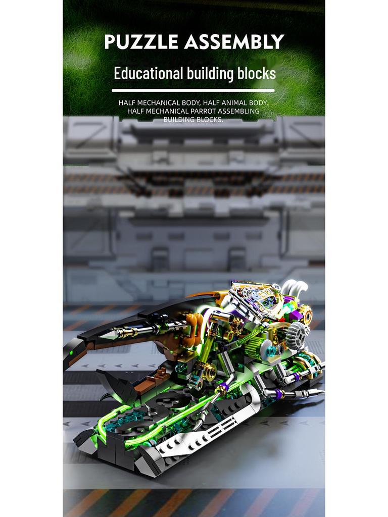 Lego-Compatible Mechanical Parrot, Shark, Whale, and Octopus Assembly Model Toys