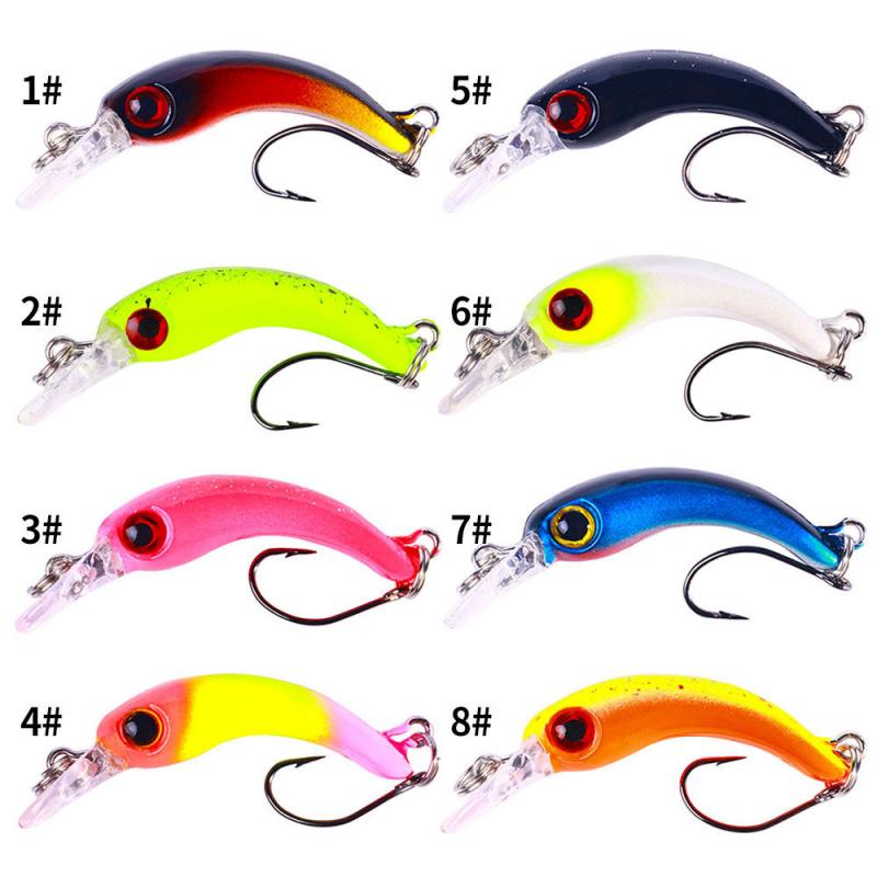 8PCS Bow-Shaped Minnow Micro-Lure 4CM-1.5GBait with Single Hook White Striped New Fishing Model Artifi