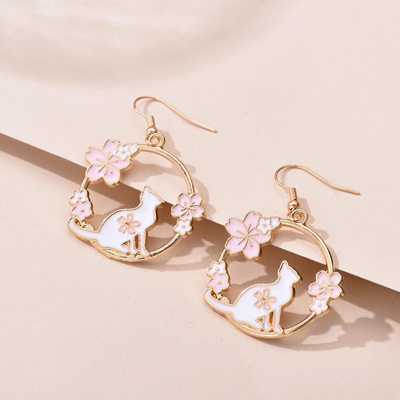 Trendy Cute Animal Drop Dangle Earrings For Women Girls Cat Rabbit Koi Dragon Colorful Enamel Golor Color Earrings Pendientes