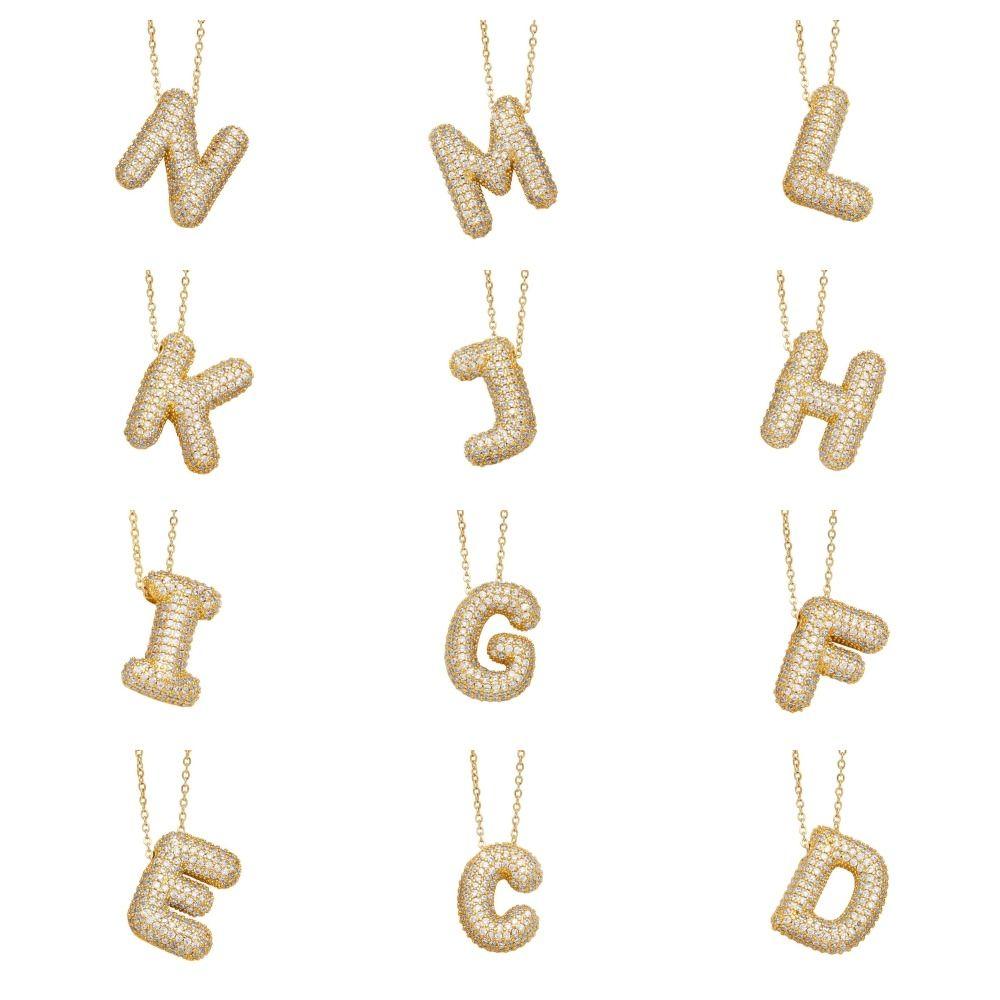 Alphabet 26 Letters Necklace Gold Color Women Sweater Chain Simple A-Z Letter Clavicle Chain  Daily