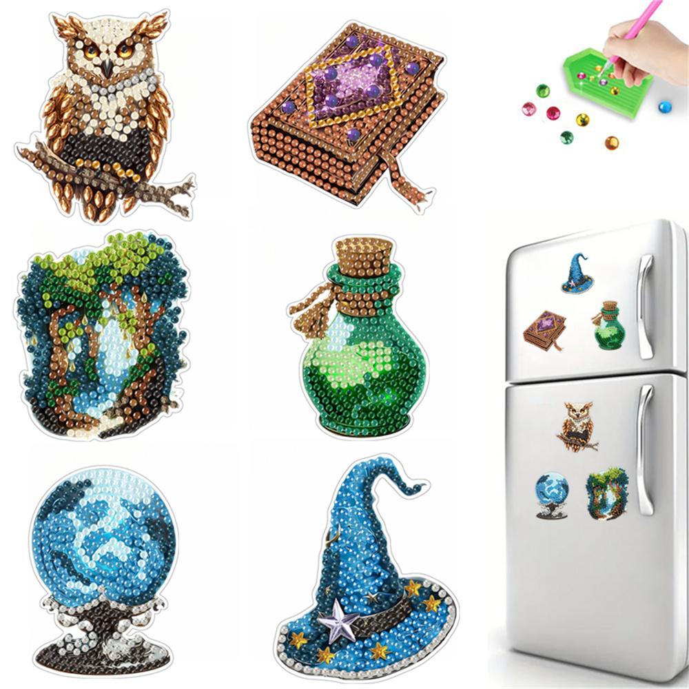 6pcs/Set Owl Series Diamond Painting Magnets for Refrigerator Diamond Art Fridge Magnets for Adults Diamond Art Refrigerator Magnets Kits