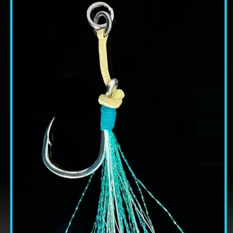 

Iron Plate Double Hook with Luminous Kevlar Line – Anti-Bite for Big Fish: Mackerel, Seabass, Black Carp, Slow Retrieve Sea Fishing. size 1 [individual one piece]