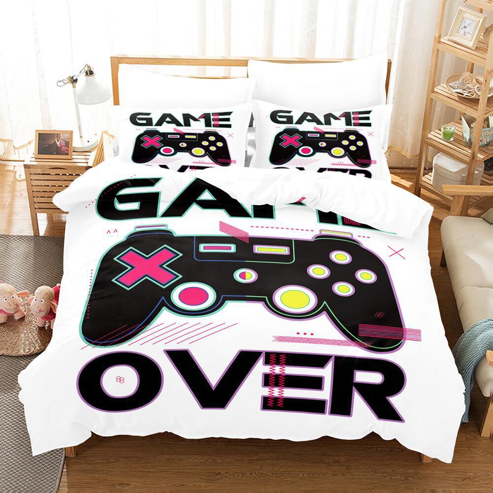 Cartoon Animation Digital Printing Keyboard Gamepad Bedding Three-Piece Microfiber Polyester Cotton Duvet