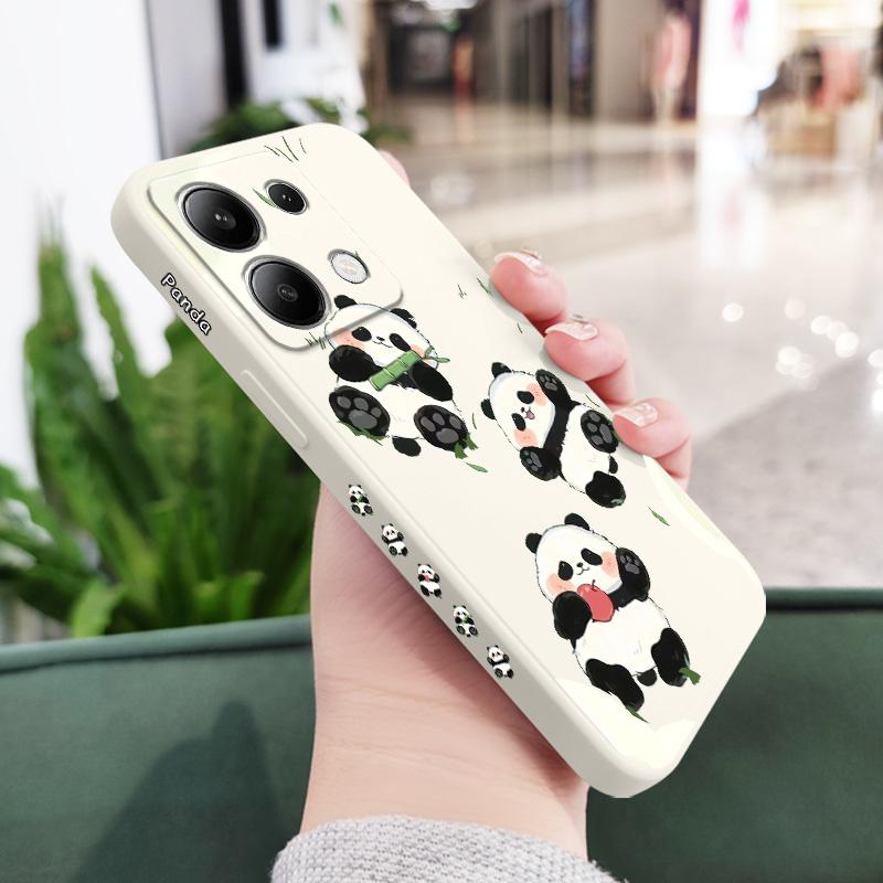 Grass Panda Phone Case For Xiaomi Redmi Note 14 13 12 12S 11 11S 10 10S 9 9S Pro Plus 4G 5G Liquid Silicone Cover
