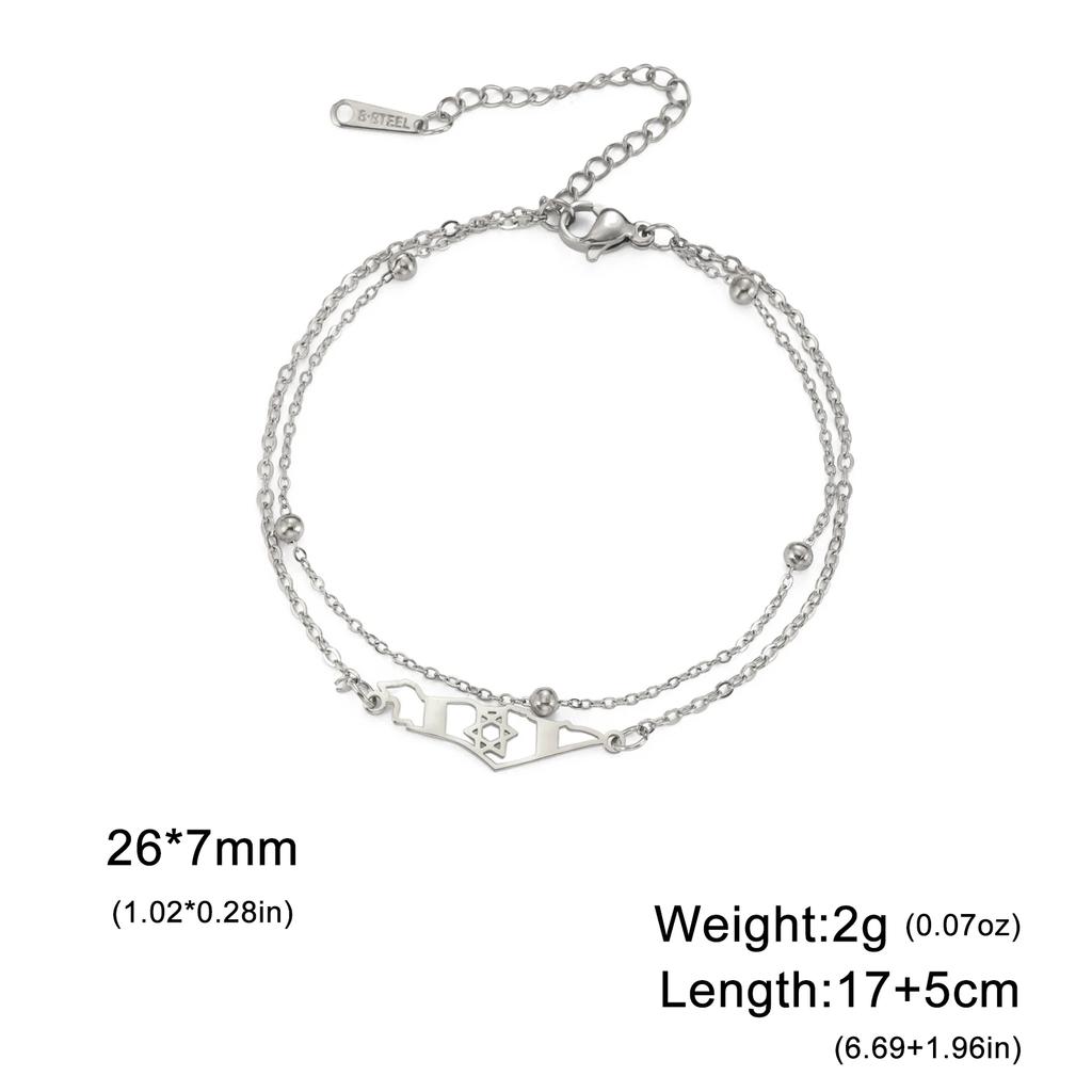 Cazador Israel Map Star Of David Charm Bracelets for Women Men Stainless Steel Hand Bracelet Jewish Jewelry Gift 2026 Wholesale
