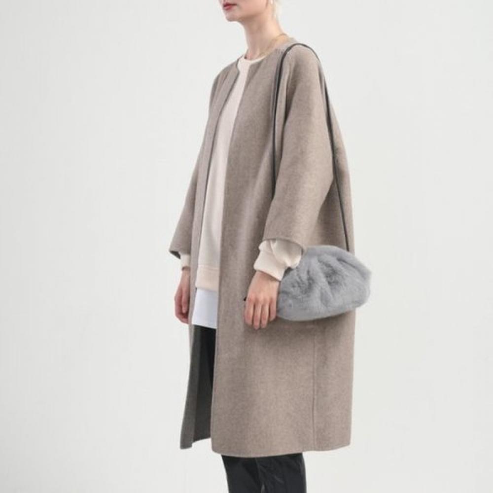 Lara Fur Clutch Crossbody Gray Lala2f137  Canvas Bag + Wool Gloves Gift 