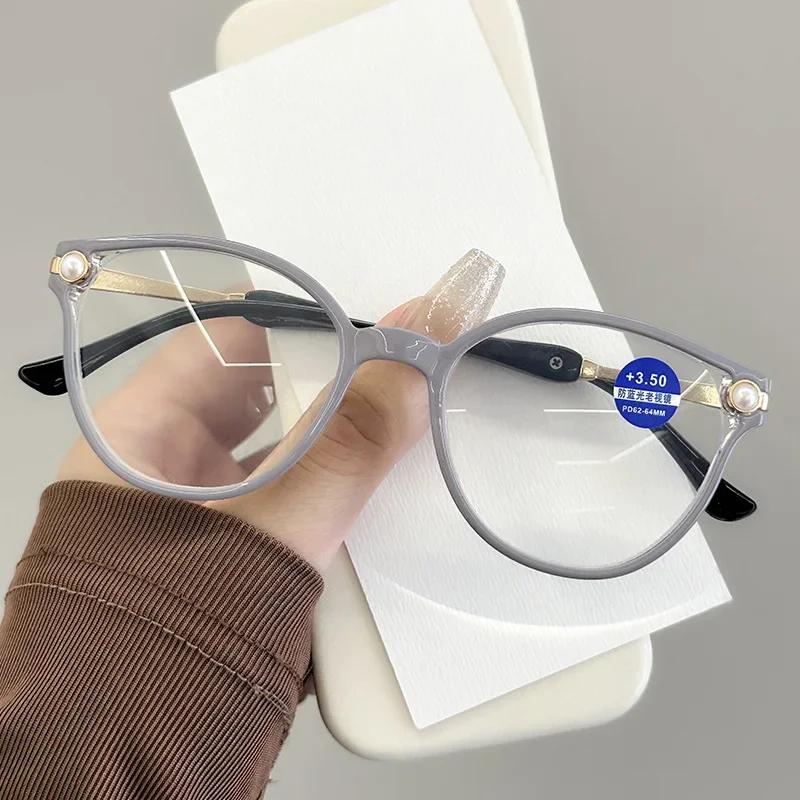 Fashion Pearl Anti Blue Light Reading Glasses for Women Elderly Presbyopia Computer Reader +1.0 +1.5 +2.0 +2.5