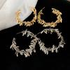 C-shaped Leaf Fringed Earrings, Fashionable Design, Cold Wind Studs, High-end Sense, Personalized Niche Earrings.