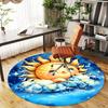 1PC Sun Clouds Stars Round Chair mat Area Rug - Non-Slip, Floor Mat for Office, Bedroom, home decor Christmas Gift c0528081
