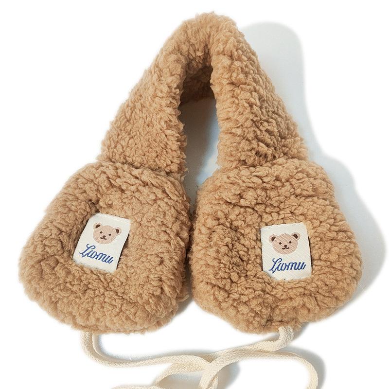 Korean Cute Bear Plush Earmuff Foldable Lace UP Ear Bag Ear Cover Ear Warmer Autumn Winter Women Headphones Keep Warm