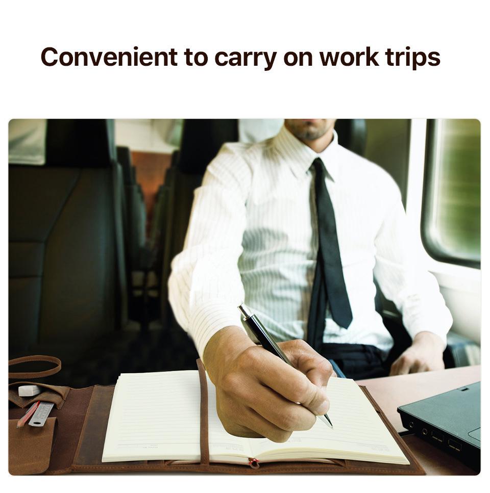 A5 Retro Crazy Horse Leather Notebook Cover with Strap, Handmade, Multi-Card Slots, Office Stationery Organizer