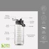 Smasher 2 Liter Quotes & Time Marker Sports Bottle With Easy To Carry Handle & Straw BPA Free, Leak Proof for Gym, Office, Workout- Black, Plastic
