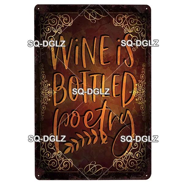 [SQ-DGLZ] Wine Metal Sign Vintage Tin Sign Bar Wall Decor Metal Crafts Home Decor Painting Plaques Art Poster Custom
