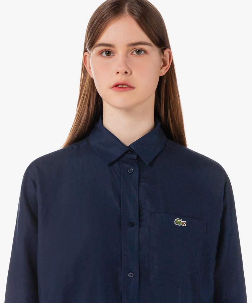 Lacoste Women'S Long Sleeve Linen Blended Shirt Dress Ef8271-56G 166