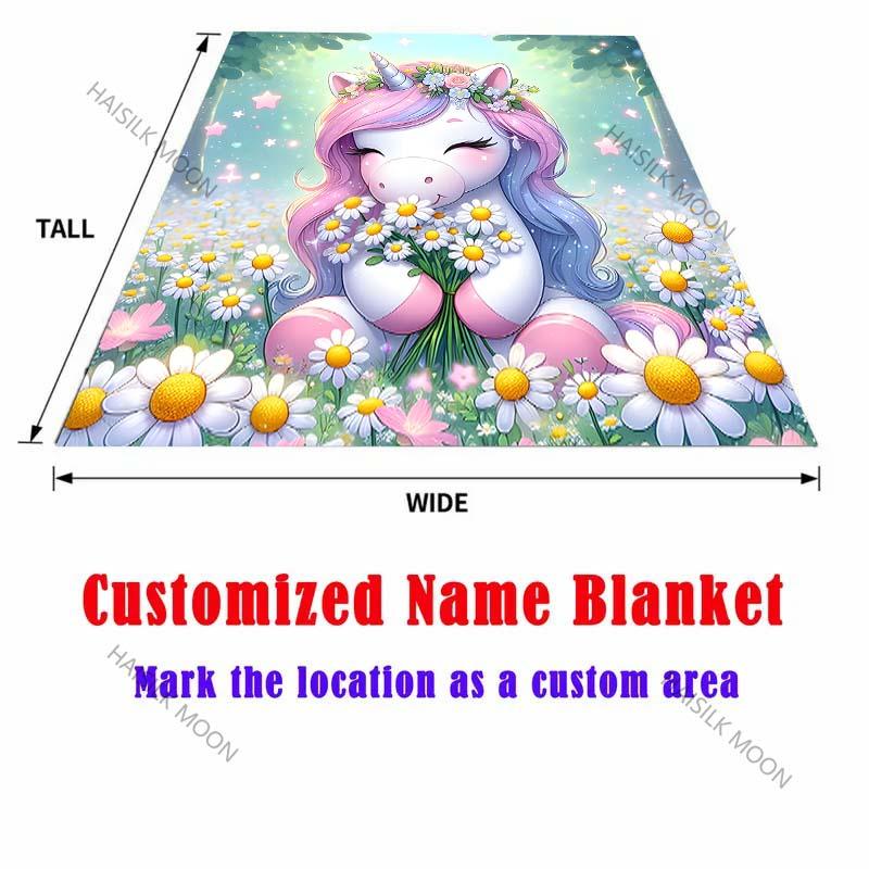 Cartoon Unicorns and Daisies Print Blanket Warm Soft Luxury Gifts for Children Adults Suitable for Home Sofa Bed Travel RV
