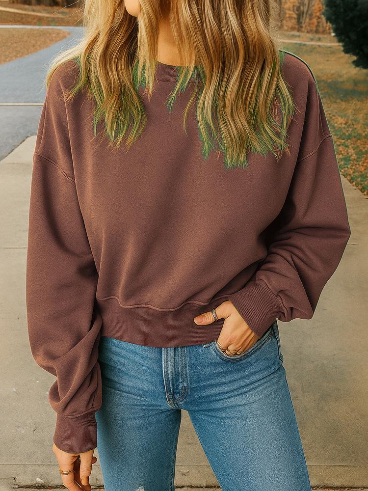 

Casual Round Neck Long Sleeve Pullover with Pocket Mesh Fabric Multicolour Womens Sweatshirt Daily Wear Comfortable Casual Style for Daily Outfits XXXL