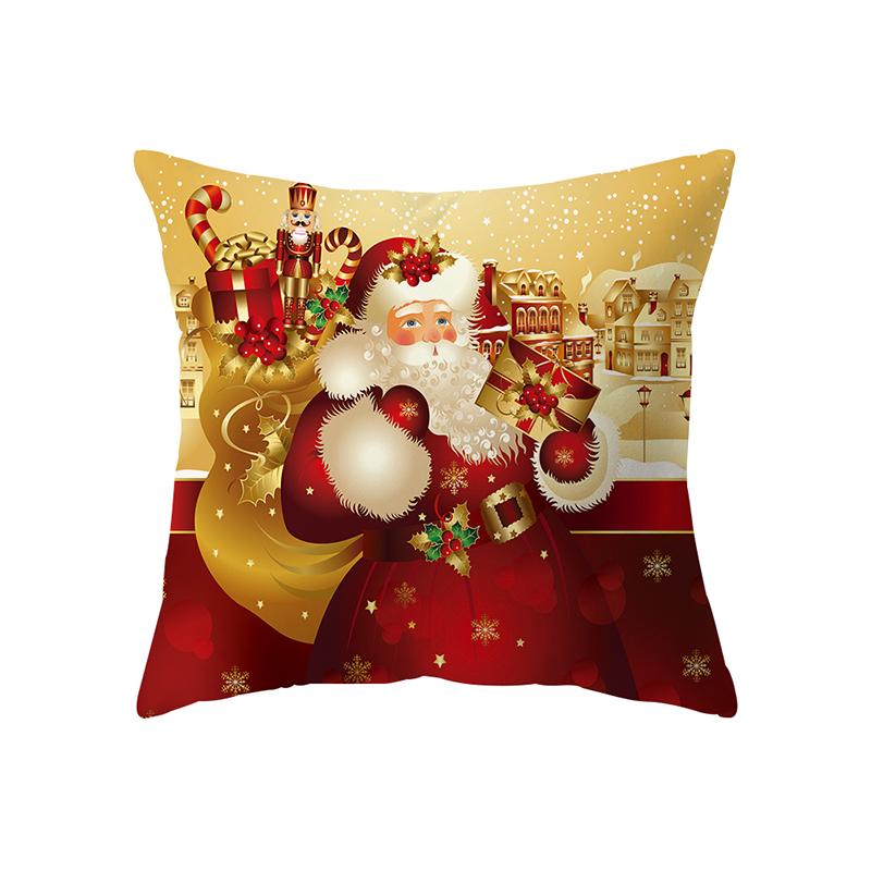 Merry Christmas Santa Claus Print Pattern Cushion Cover Home Living Room Sofa Decoration Pillow Pillow Cover