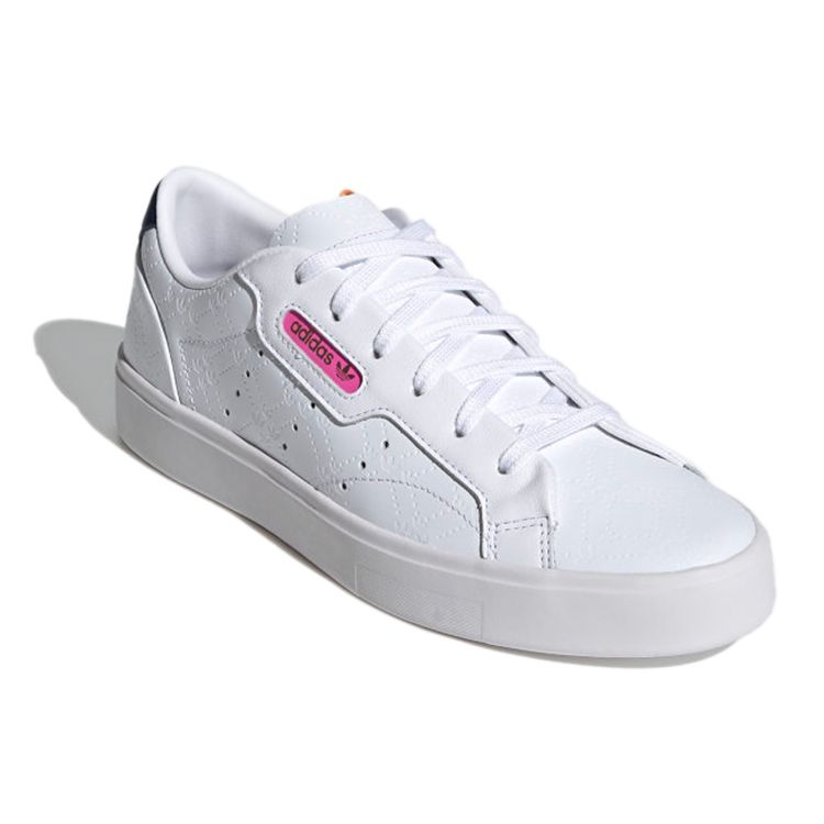 Adidas Sleek Debossed Trefoil Monogram Women Sneakers White Cloud-White Crew-Navy FY6669