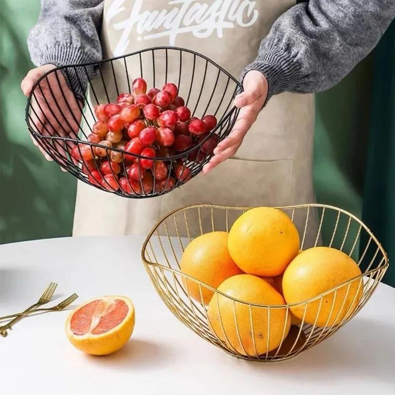 Multi-Size Iron Fruit Basket Durable Metal Wire Storage Bowl for Eggs Snacks Bread Dining Dining Table Indoor Cosmetics Storage Basket for Home