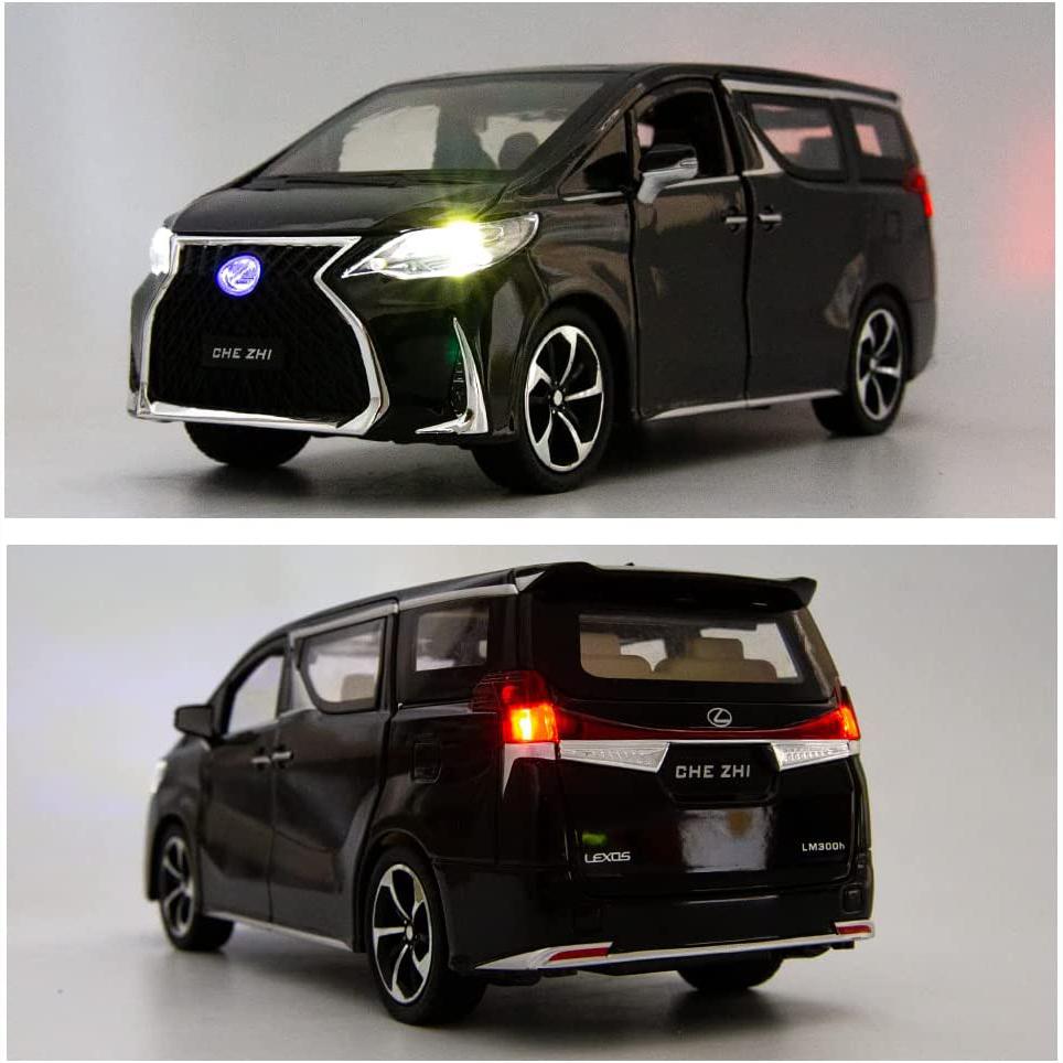 1/24 Scale Lexus LM300 Alloy Model Car, Pull Back Metal Collectible Toy Car with Light and Sound Toy Vehicle Door Can Be Opened