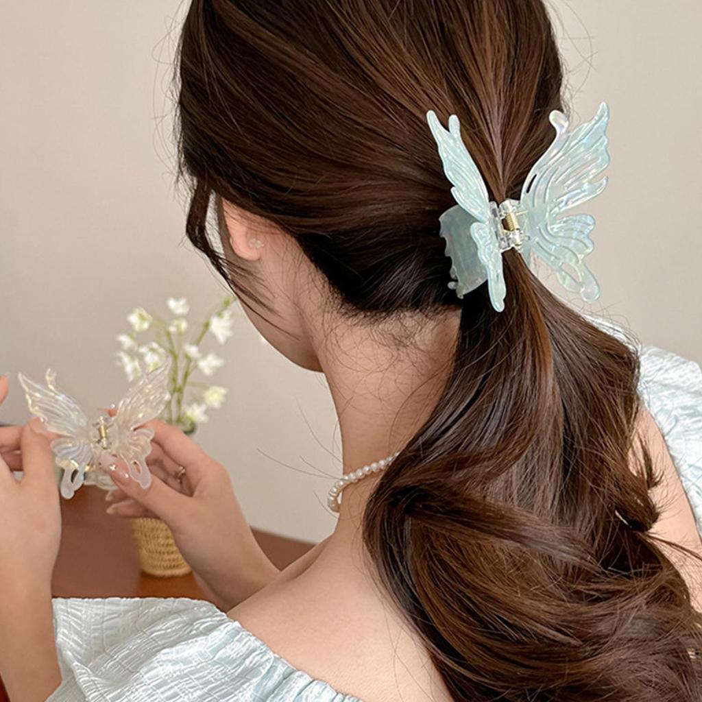 Summer French Butterfly Hair Clips Sweet Hair Claw Clip Cute Fairy Shark Clip Hairgrip Girls Ponytail Holder Hair Accessories