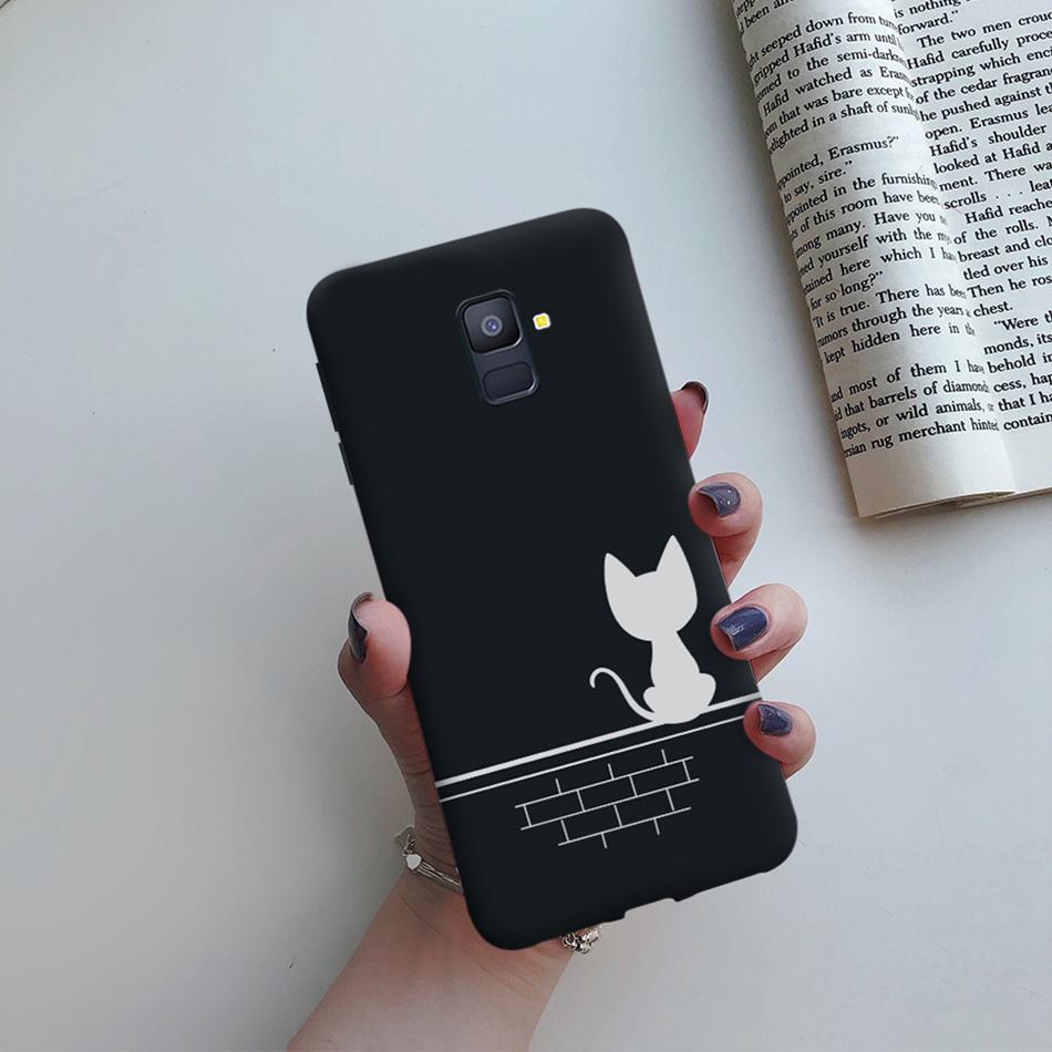 Love Heart Case For Samsung A6 2018 Cover A600F Silicon Tpu Phone Case For Samsung Galaxy A 6 A6 Plus 2018 A605F Case Cat Cactus