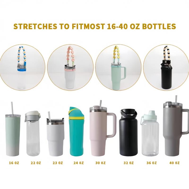 Silicone Water Bottle Strap 8-40oz Water Bottle Handle Carrier Water Bottle Holder Soft Grip Handle for Stanley Cup Accessories