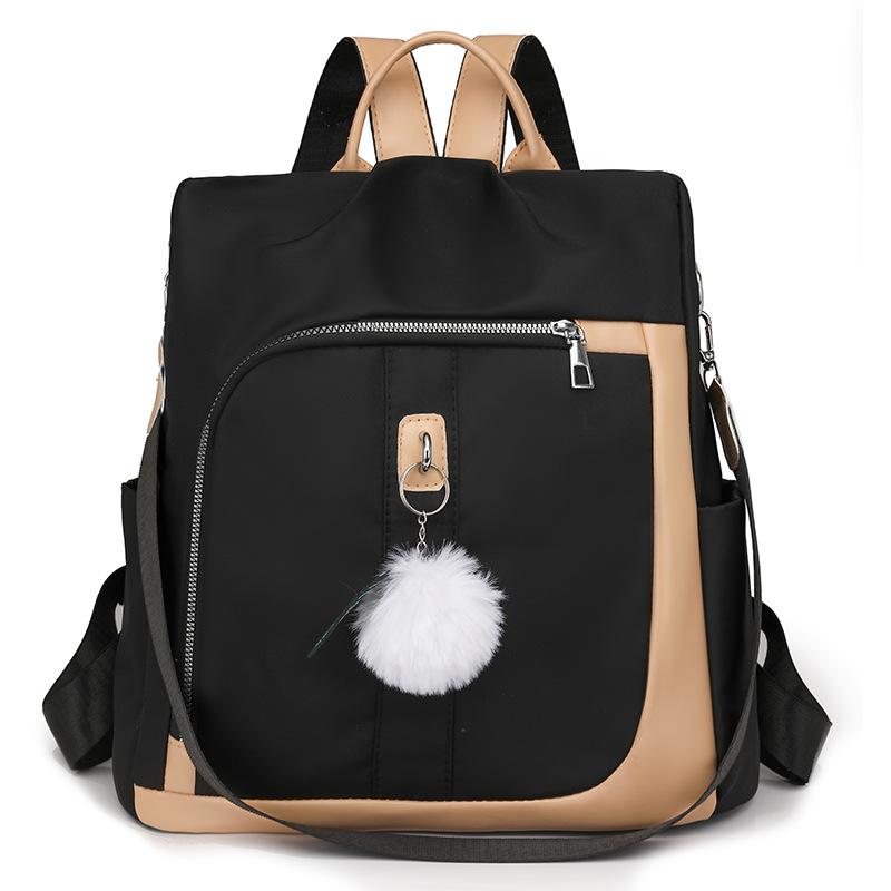 Backpack Women's 2025 New Simple Contrast Color Commuter Leisure Backpack Large Capacity Anti-theft Women's Backpack
