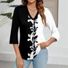 Women's V-neck Gradient Print Three-quarter Sleeve Fashion Top