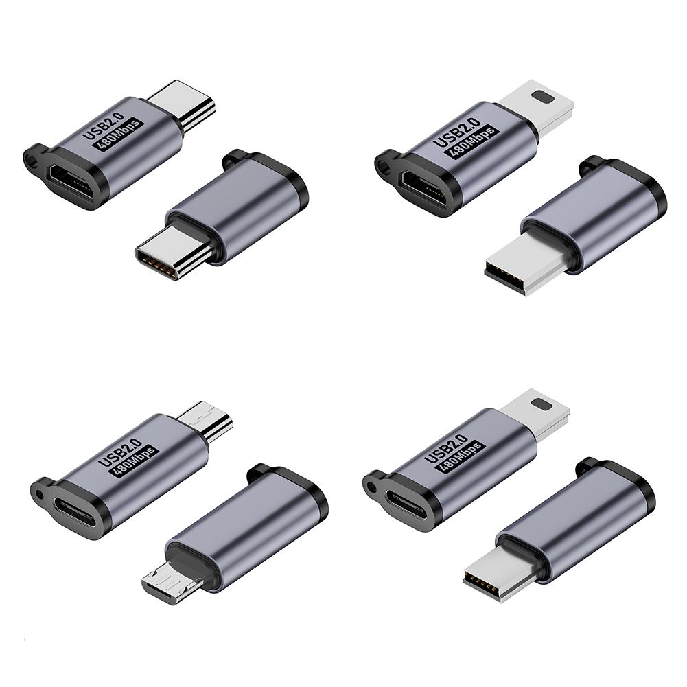 2/4PCS Type-C Female To Micro USB Male/Mini USB Male Micro USB Female To Type-C/Mini USB Male 480Mbps 5V 2A for Phone/Tablet/PC
