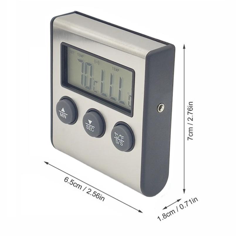 Digital Kitchen Cooking Thermometer Meat Food Temperature for Oven BBQ Grill Timer Function with Probe Heat Meter for Cooking