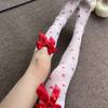 Lolita Heart Transparent Stockings Lovely Red Bow Over Knee JK Stockings Tigh High Sexy Suspender Tube Silk Lolita Stockings