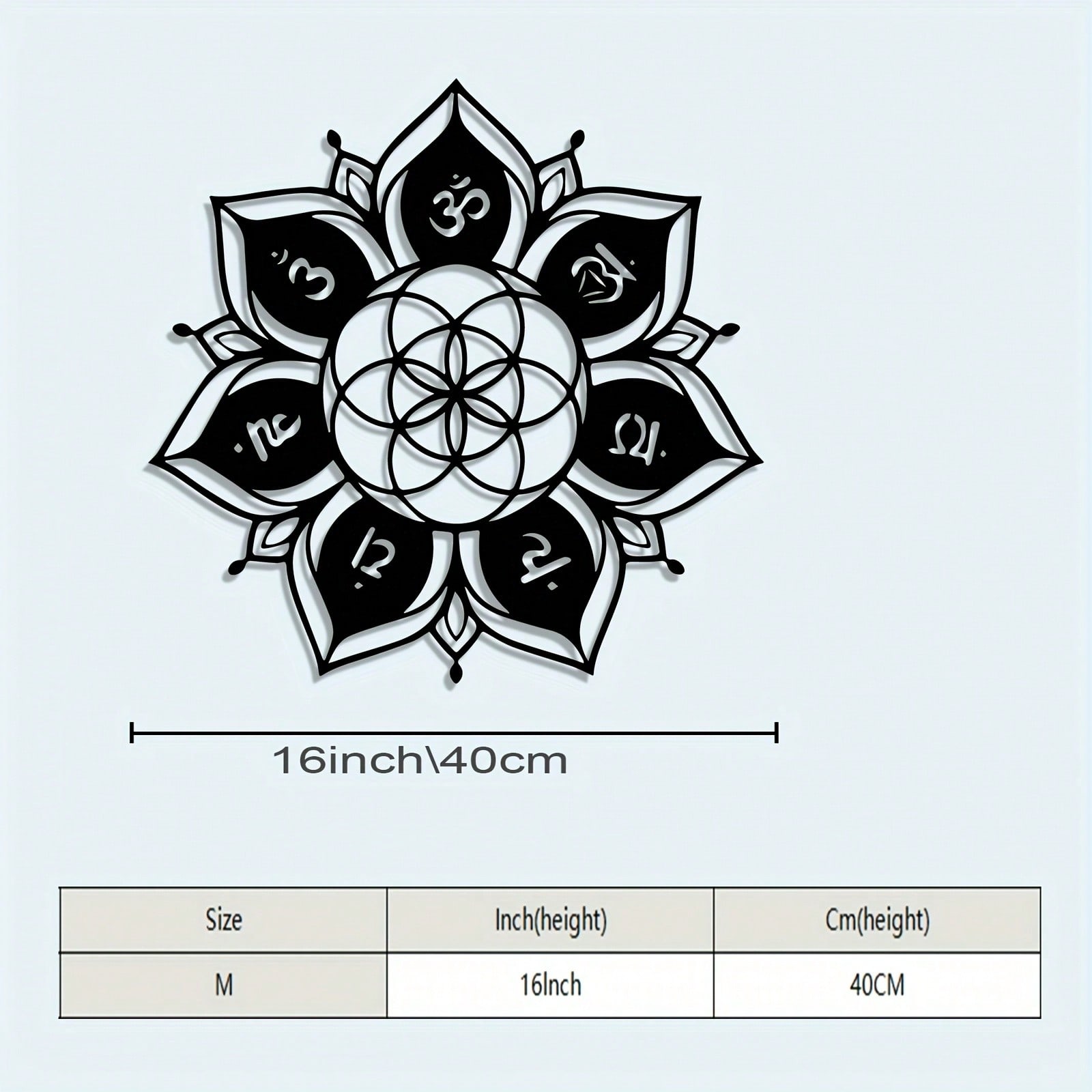 Vintage Metal Wall Art Lotus Chakra Meditation Wrought Iron Decoration Yoga Spiritual Indoor Outdoor Gift