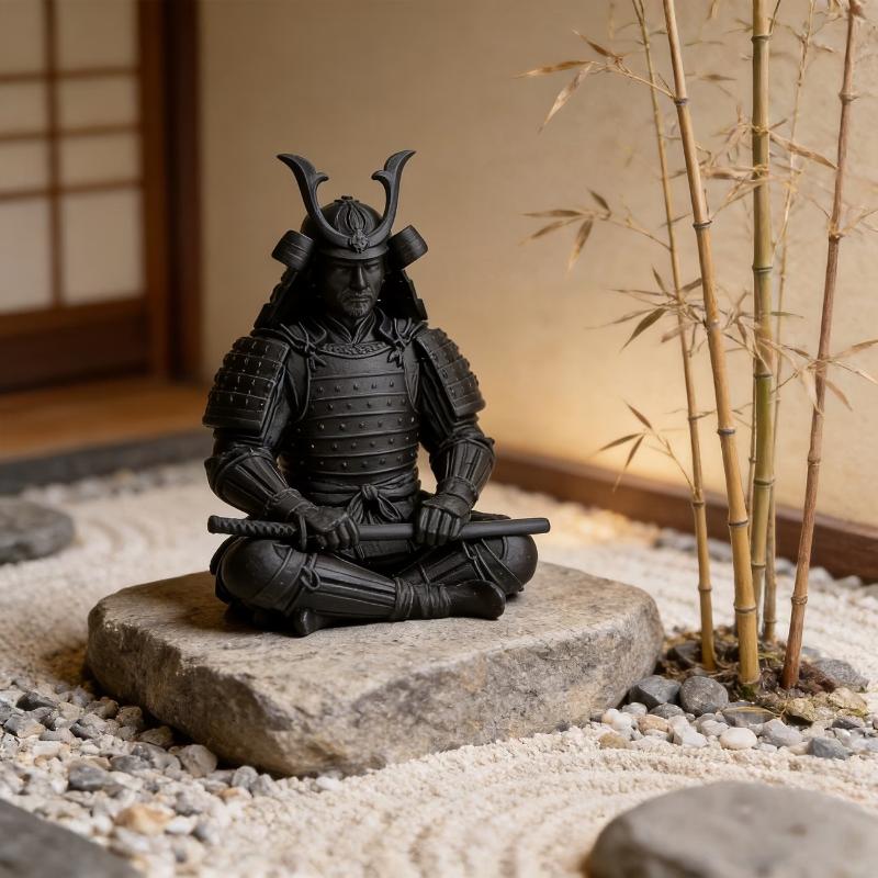 Mini Japanse Samurai Figuur 3D Geprint Zittende Houding Bushido Krijger Beeldje Bureau Ornament Theeblad Studie Plank Decor