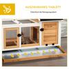 Wooden Rabbit Hutch, Guinea Pig Cage, with Removable Tray, Wheels - Yellow