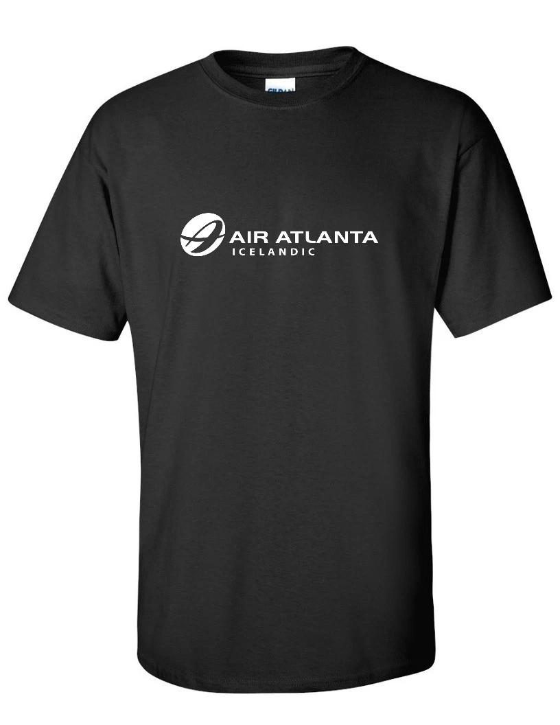 Air Atlanta Icelandic White Logo Iceland Airline Black Cotton T-Shirt M