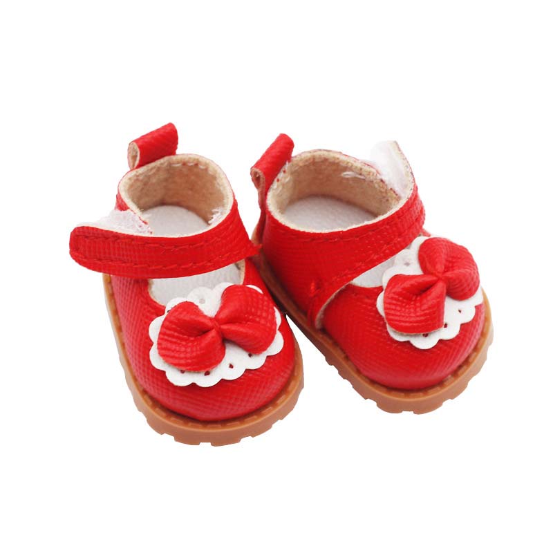 1 pair Mini DollS Shoes White Pink Bow Shoes for 10cm Cotton Doll Shoes Accessories Princess Small Leather Shoes DIY Doll Toy