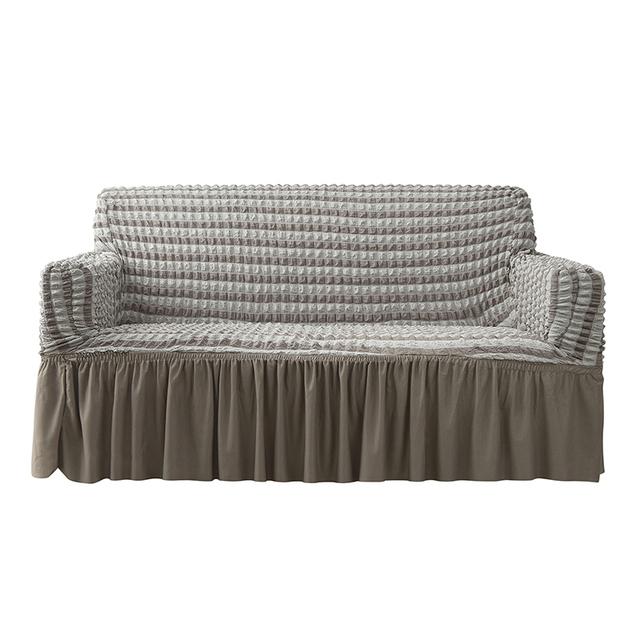 Ruffled Seersucker Sofa Cover for Living Room Thick Elastic Solid Stretch Couch Slipcovers 1/2/3/4 Seater Sofa Armchair Cover