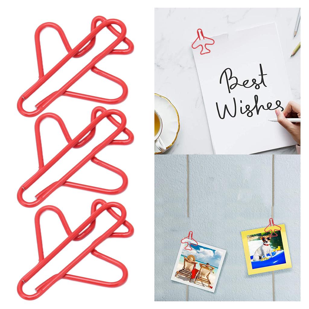 100pcs Airplane Shaped Paper Clips Rust Prevention Plating Process Cute Paper Clip for Scrapbooking Card Making