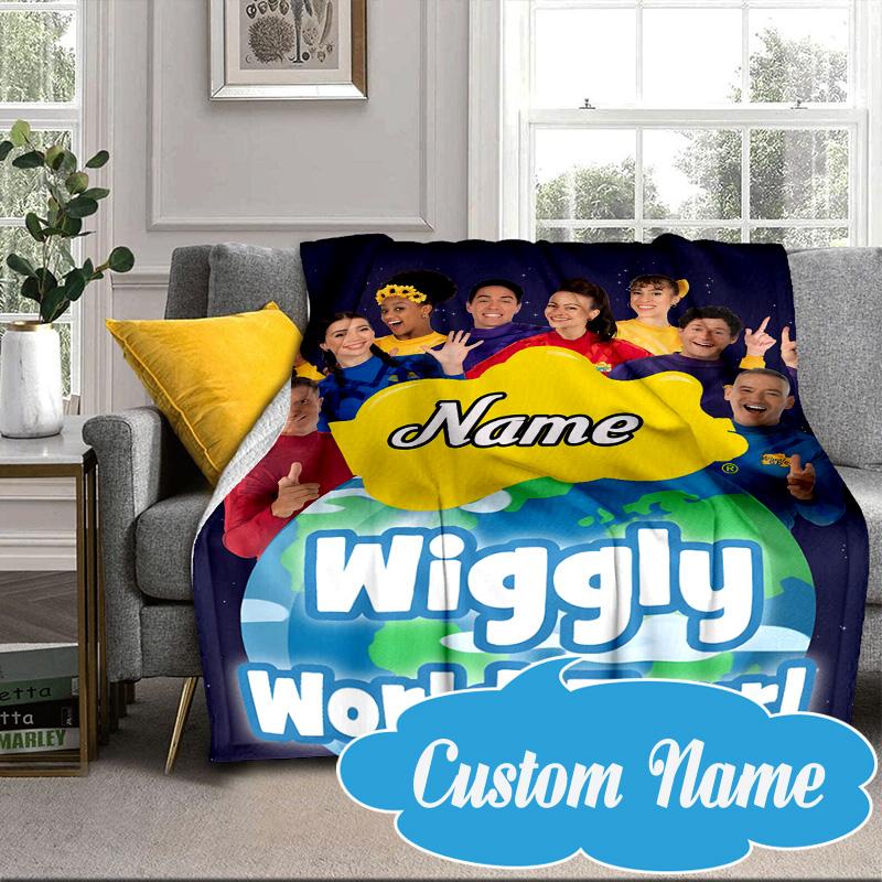 Custom Name Wiggly World Tour Adventure Blanket bed sofa Blanket Flannel Blanket for Camping, Hiking, Picnic Essentials,gift for Fan family
