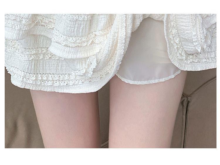 Women's High Waist Lace Ruffle A-Line Skirt - Sweet, Slimming, Anti-Exposure Spring/Summer Style