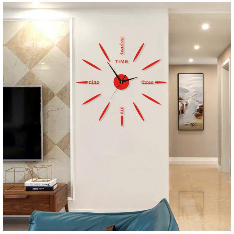 

Креативные светящиеся бесшумные настенные часы, трехмерные декоративные часы «сделай сам», акриловые цифровые часы, европейские настенные часы-наклейка Red 40cm
