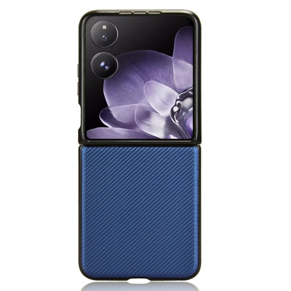 Etui dla Xiaomi Mix Flip 2 Tekstura włókna węglowego Wstrząsoodporne PU+PC Pokrowiec na telefon