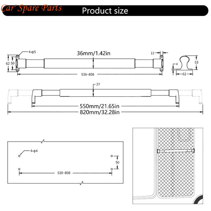 Y4UA Screen Door Handle Grab Bar Adjustable 550mm -820mm Ranges Ergonomic Designs Screen Door Handle for Secure Handling
