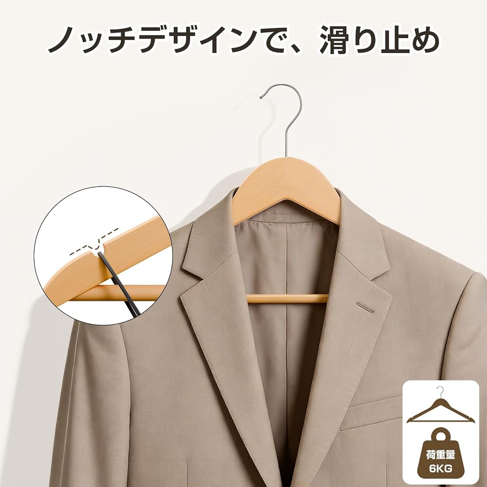 MIGABER Premium Wooden Hangers, Set of 20, Suit Hangers, Prevents Clothes from Losing Shape, Leaves