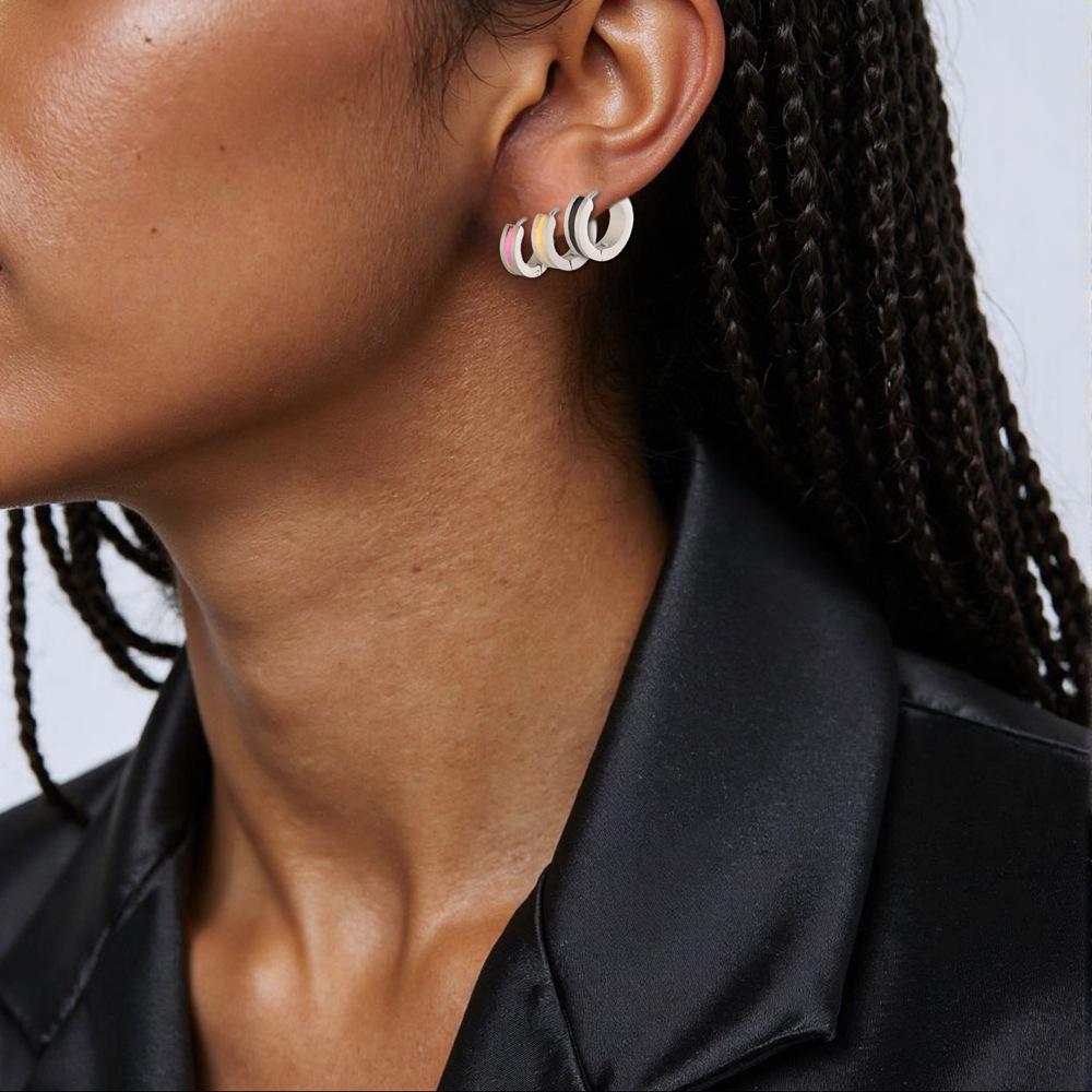 Unisex Tytanowa Stal Wzorzyste Kolczyki Na Ucho