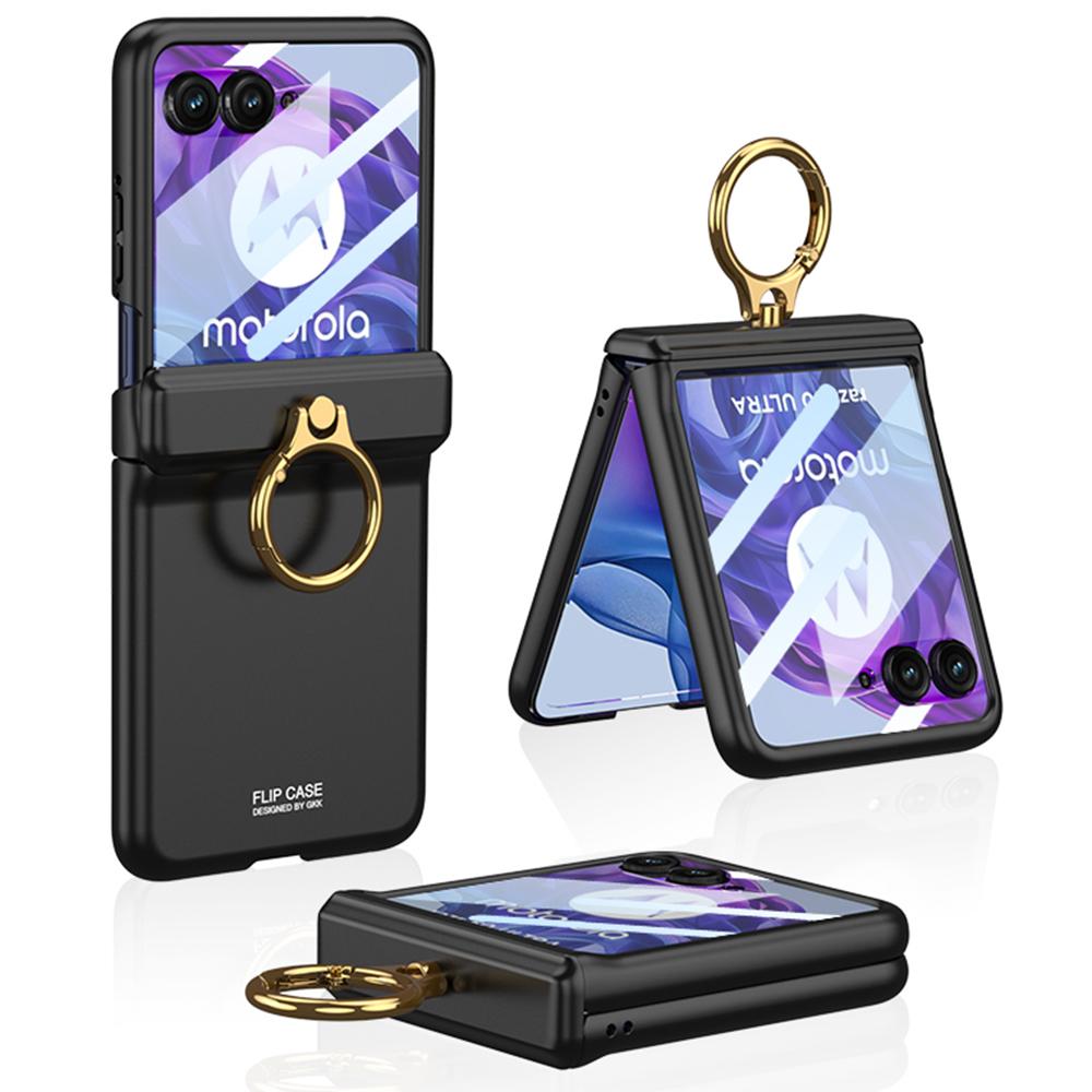 GKK For Motorola Razr 50 Ultra 5G Hard PC Kickstand Phone Case Magnetic Hinge Protection Cover with Small Screen Film