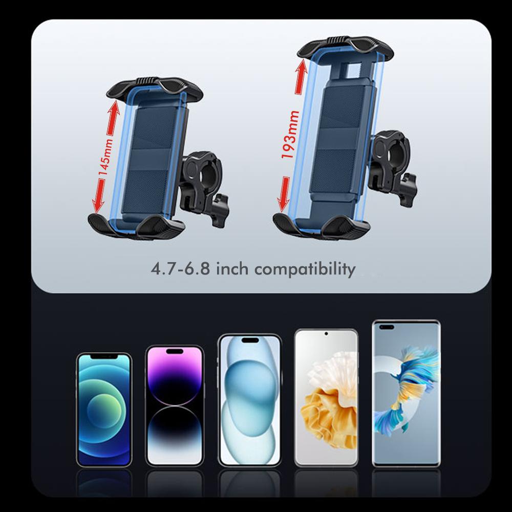 Universal Bike Phone Holder, Shockproof 360° Rotatable Motorcycle Mount with Quick Release for Fall Cycling & Dirt Riding