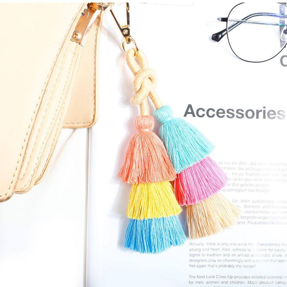 Bohemia Three-layer Tassel Pendant Exquisite Gradient Colors Key Ring  Party Favors