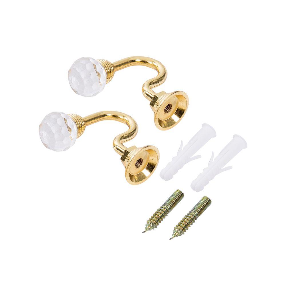 

2 шт. Практичный винтажный настенный крючок Крючки для штор Подвесные крючки Фиксирующий держатель Хрустальный кронштейн золотой